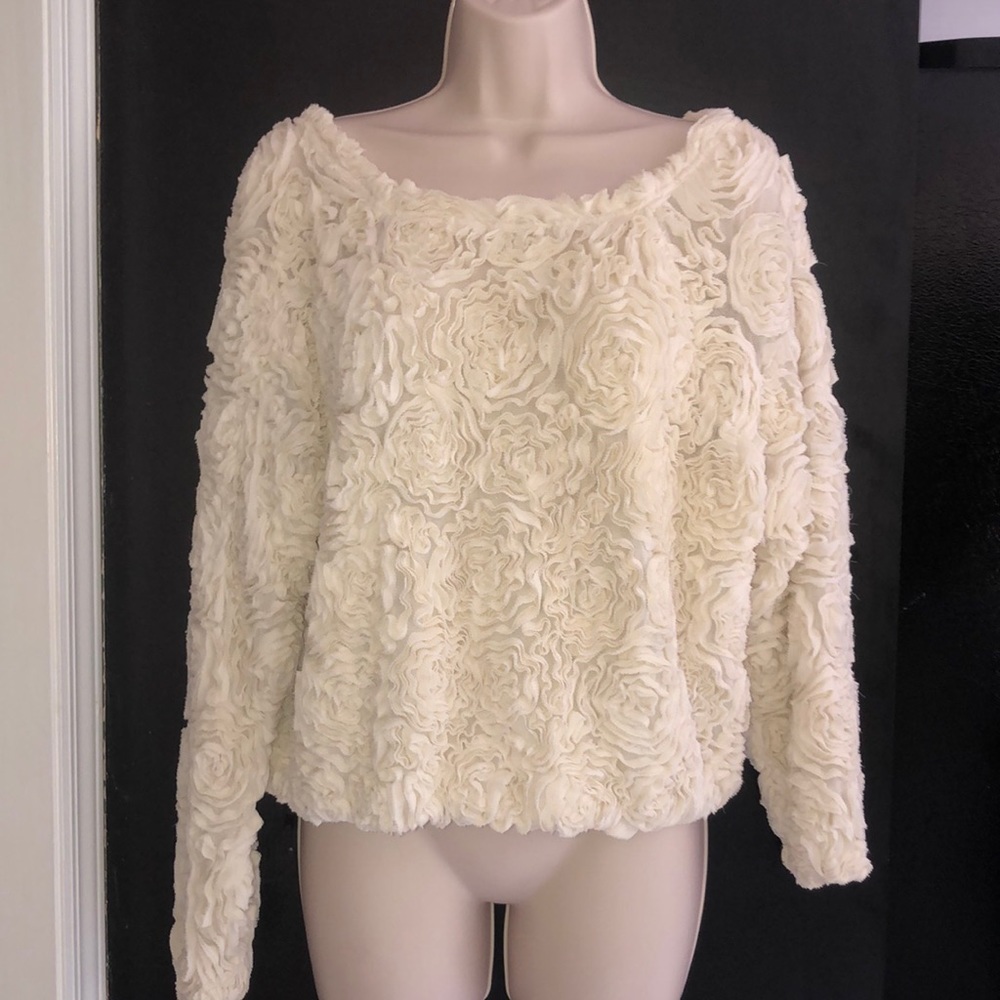 American Apparel Cream Textured Blouse